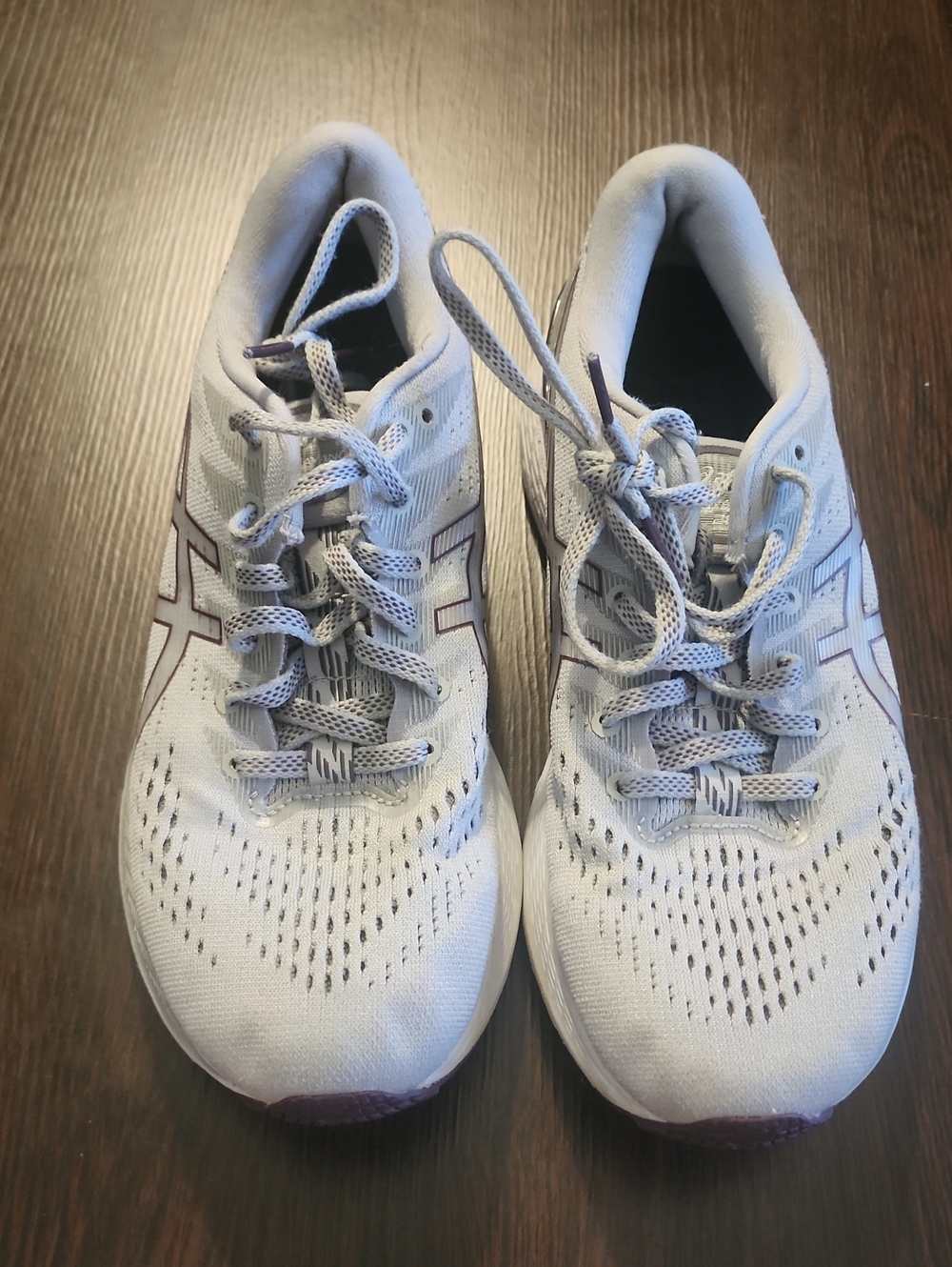 Asics White Sneakers with Purple Accents
